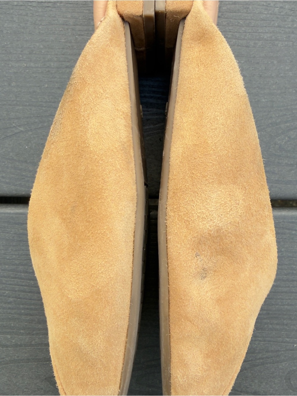 Birdies The Swan Golden Oak Suede Pointed Toe Mule Flats Size 7.5 Quilted Insole - Picture 13 of 16